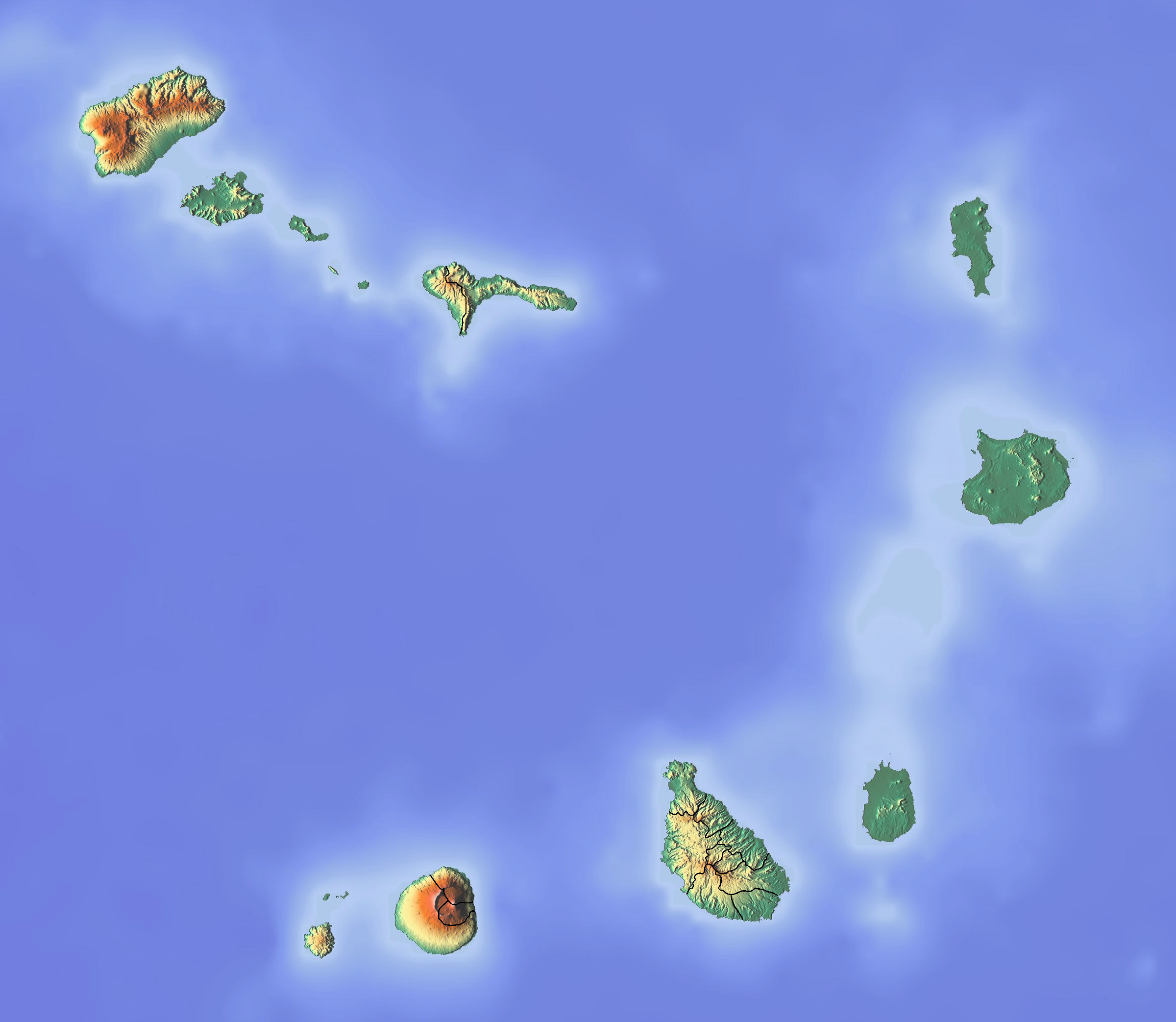 Mapa topográfico de Cabo Verde